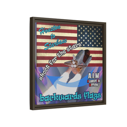 shoot for the stars - framed canvas art (grey-pink wave)