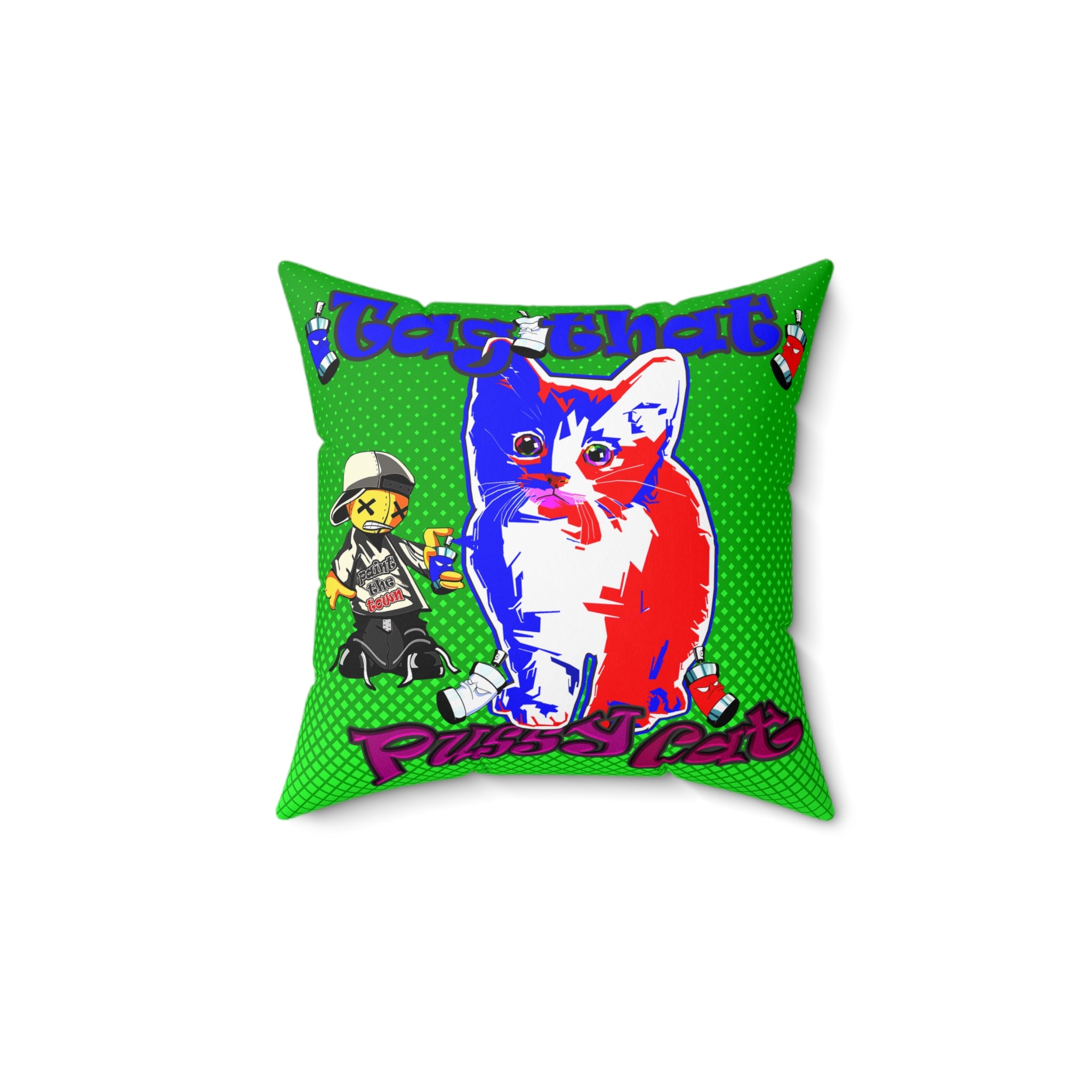 tag that - Spun Polyester Square Pillow - (logo green)