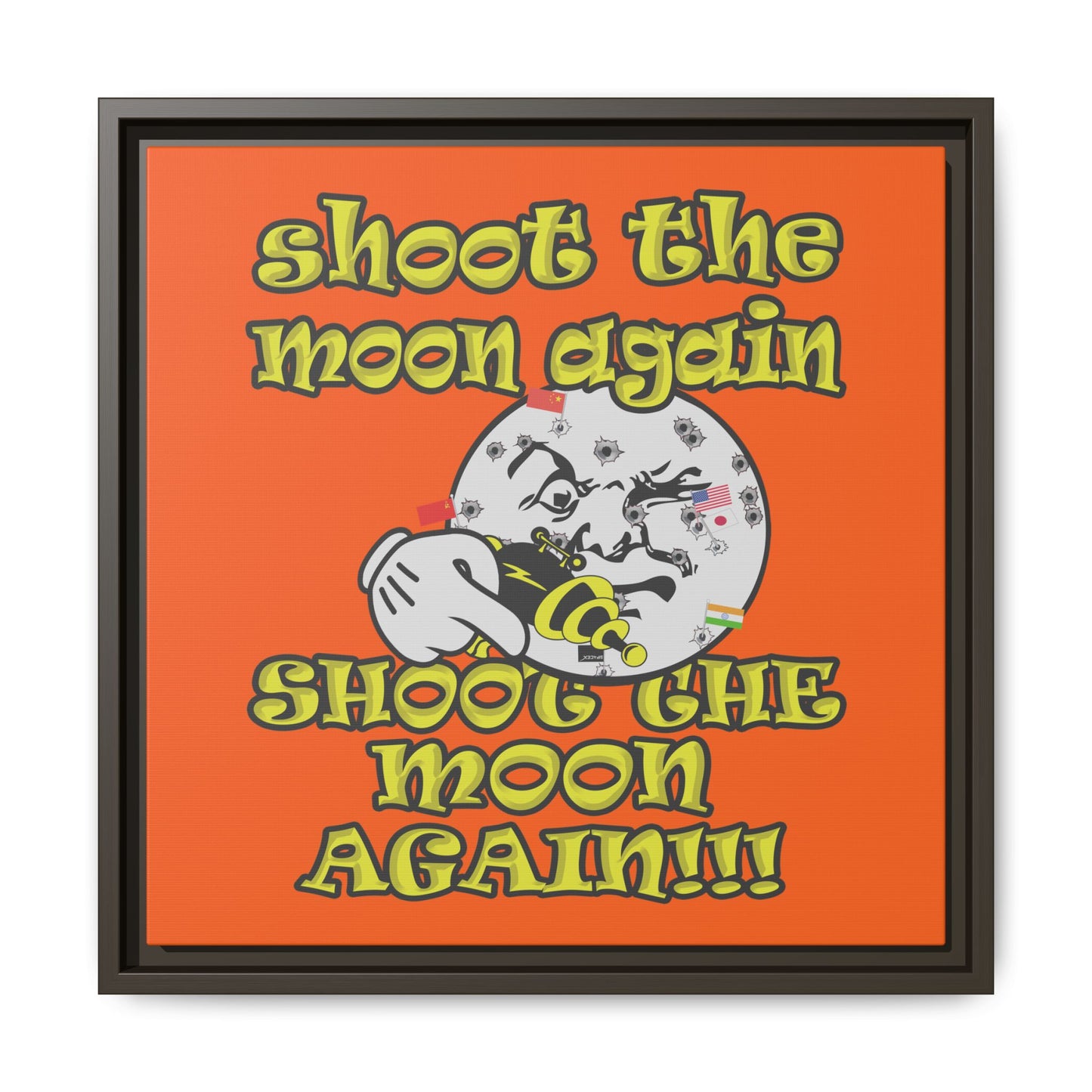 shoot the moon again - framed canvas art (orange)