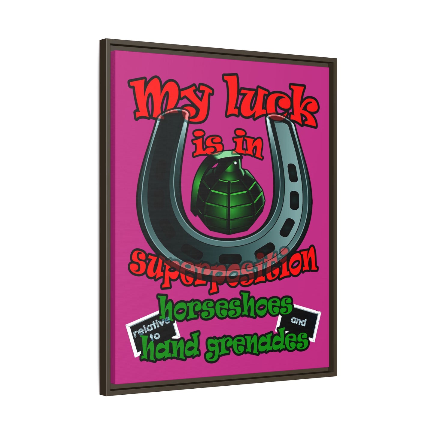 my luck - framed canvas art (pink)
