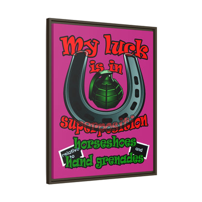 my luck - framed canvas art (pink)