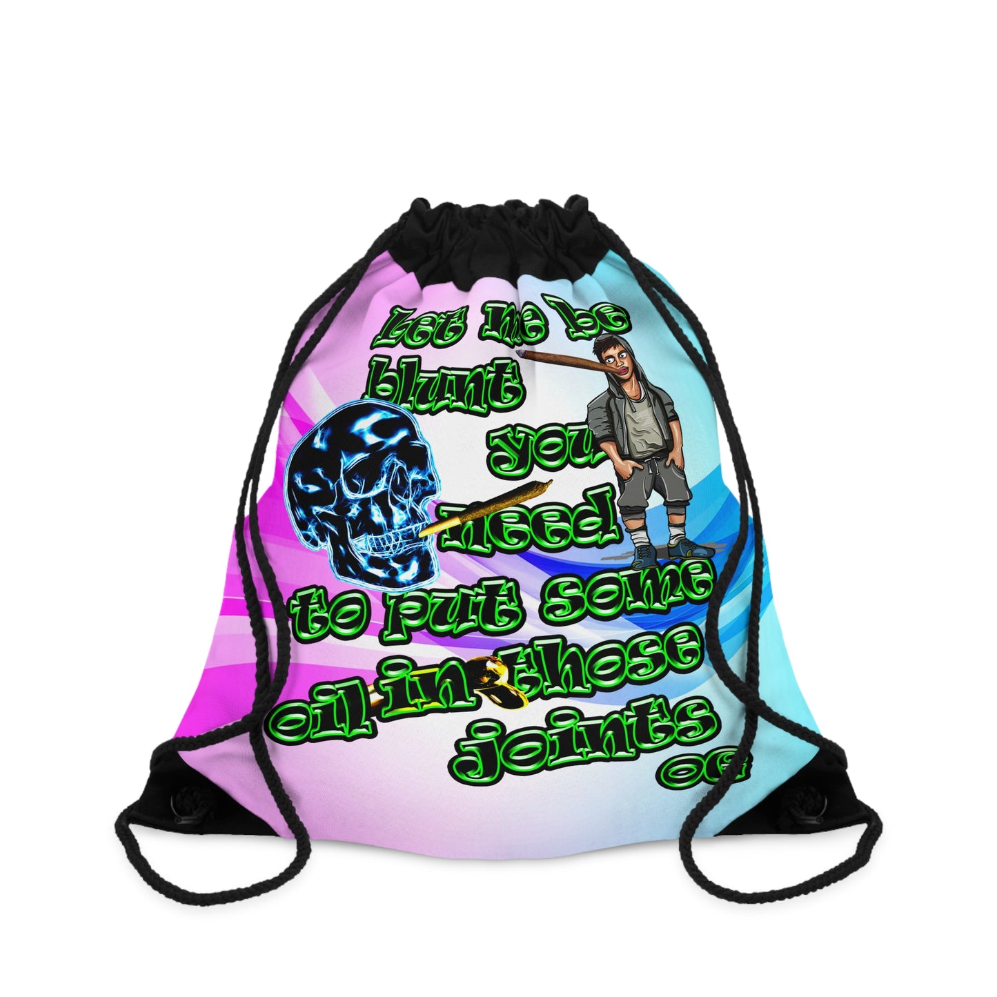 og - Drawstring Bag (light blue-pink wave)