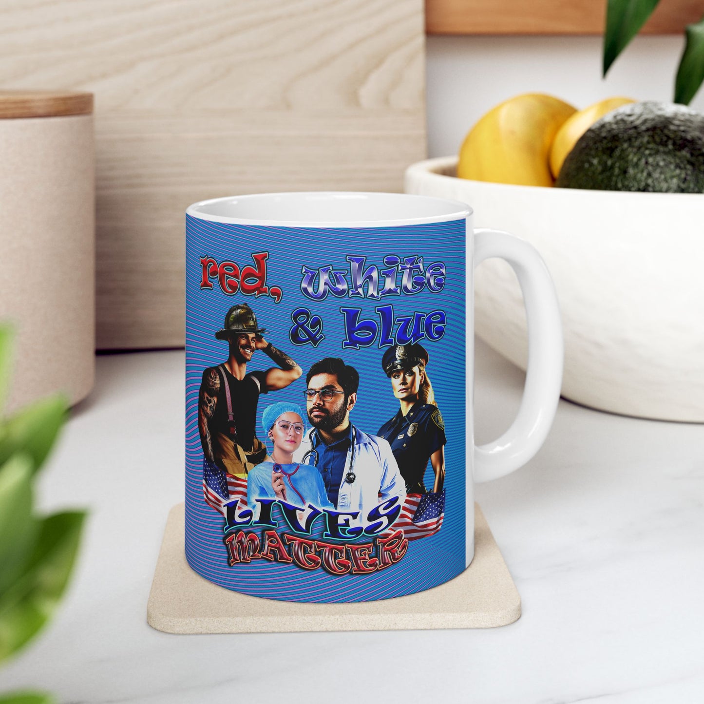 rw&b lives matter - White Mug (light blue-purple wave)