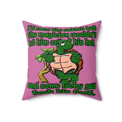 turtle race - Spun Polyester Square Pillow - (light pink)