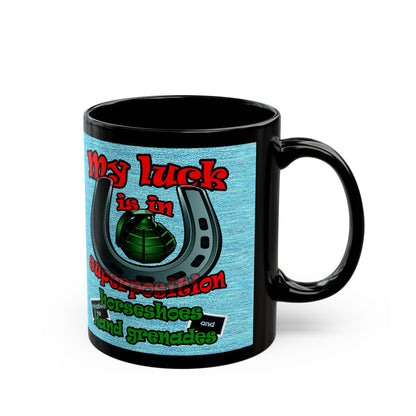 my luck - Black Mug (faded dark blue)