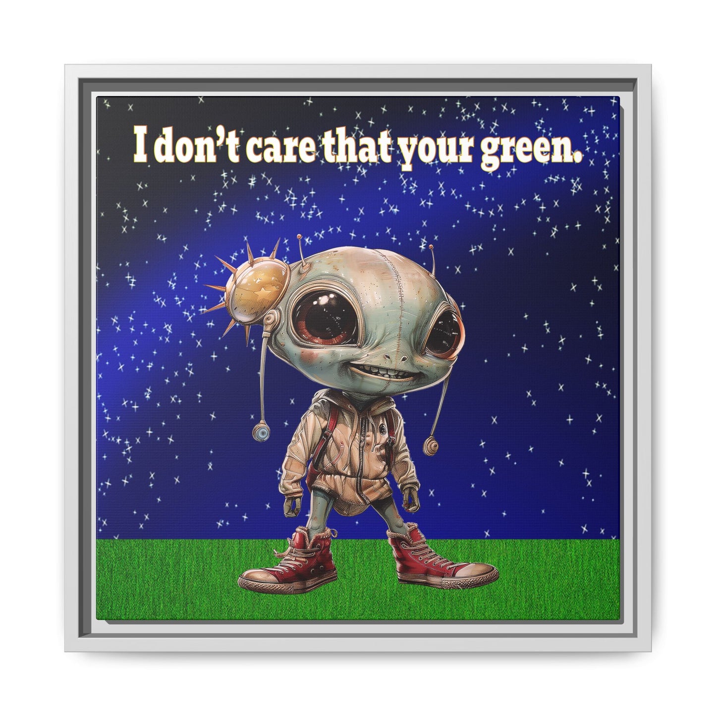 I don't care that your green - framed canvas art ('snoops' background)