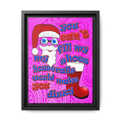 santa's shoes - framed canvas art (pink swirl)