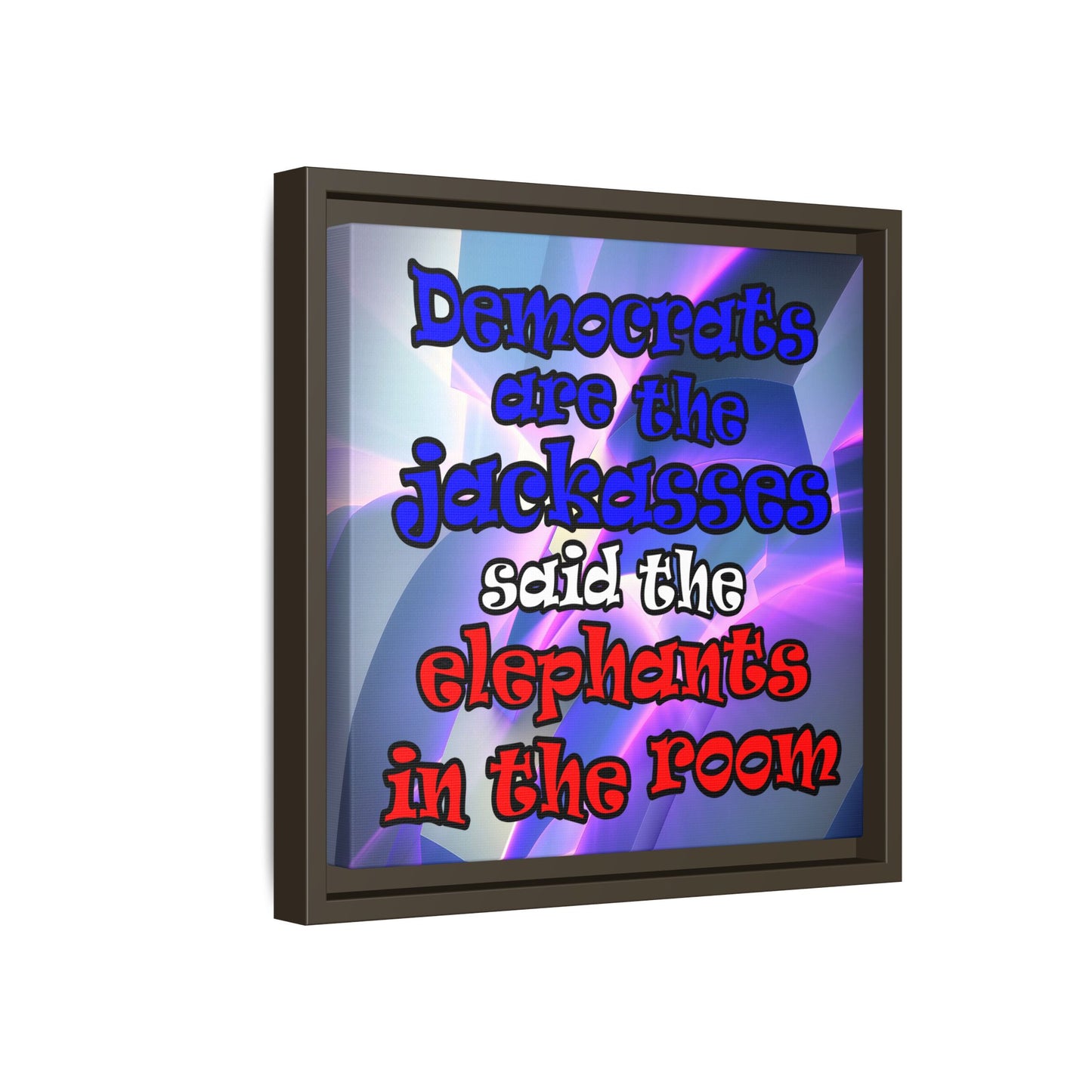 donkeys and elephants - framed canvas art (grey-pink wave)