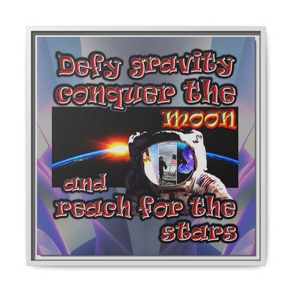 defy conquer reach - framed canvas art (grey-pink wave)