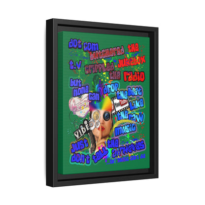 drop the beat - framed canvas art (dark green)
