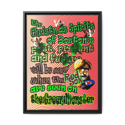 christmas spirits of boston - framed canvas art (yellow-orange wave)
