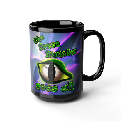green monster - Black Mug (grey-pink wave)