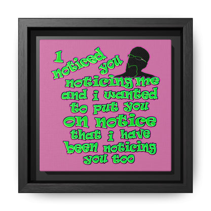 noticed you noticing - framed canvas art (light pink)