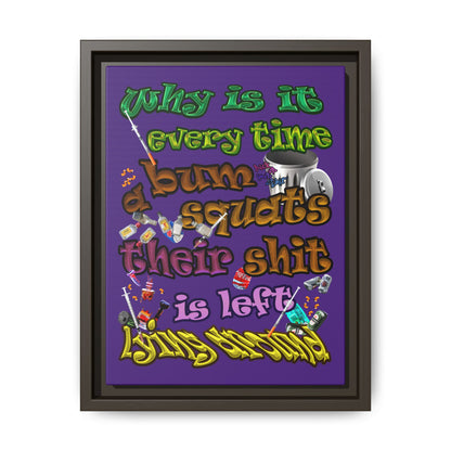 the bum's shit - framed canvas art (purple)