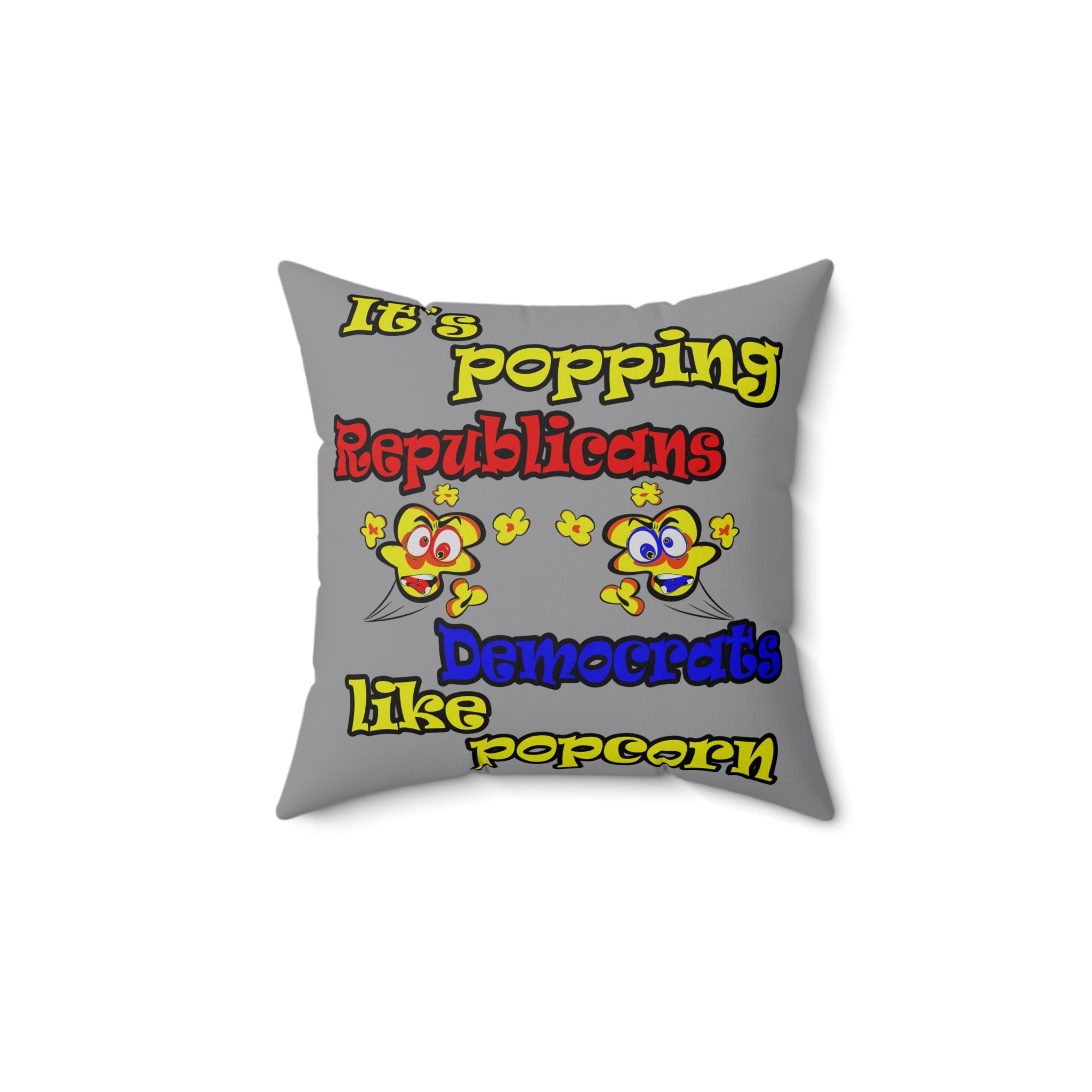 popping like popcorn - Spun Polyester Square Pillow - (grey)