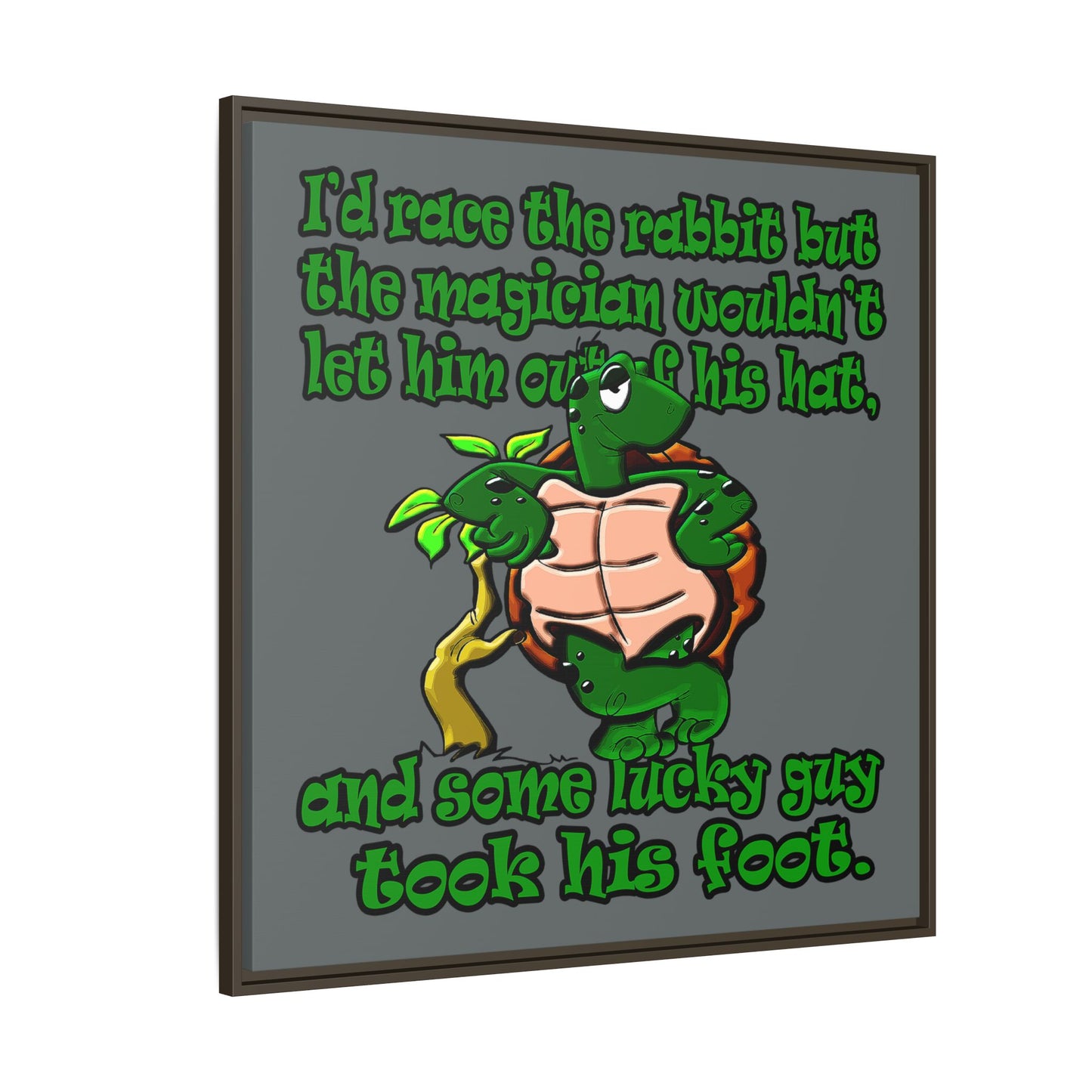turtle race - framed canvas art (dark grey)