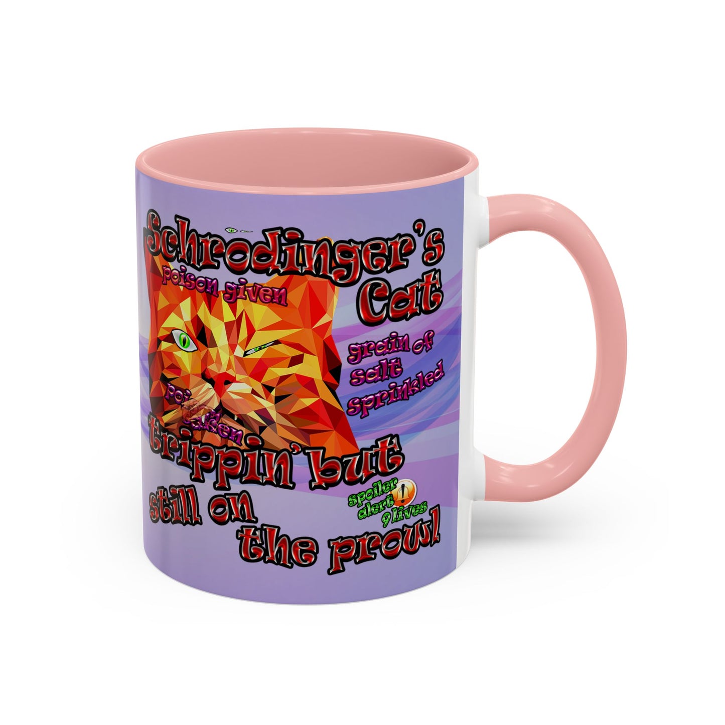 schrodinger's cat - Accent Mug (light blue-pink wave)