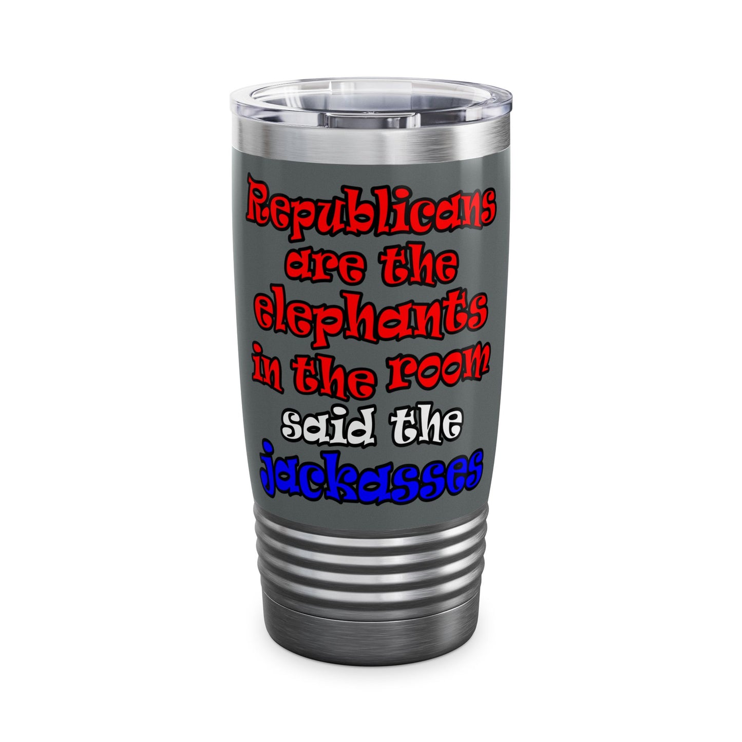 donkeys and elephants - Ringneck Tumbler, 20oz (dark grey)
