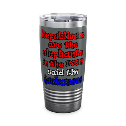 donkeys and elephants - Ringneck Tumbler, 20oz (dark grey)