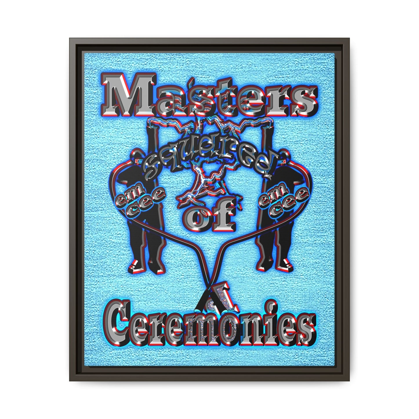 em cee squared - framed canvas art (faded blue)