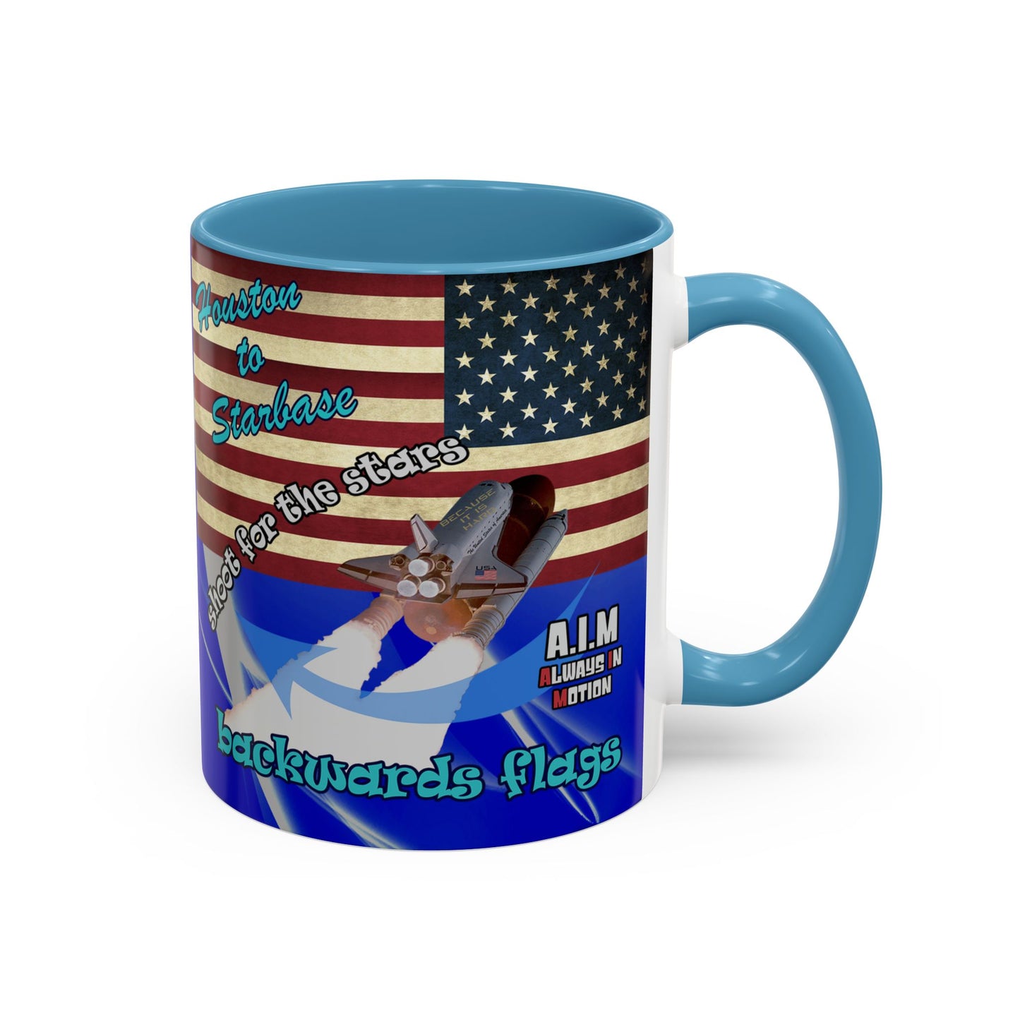 shoot for the stars - Accent Mug (blue-white wave)