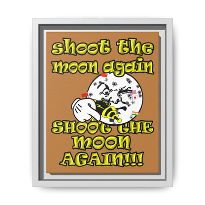 shoot the moon again - framed canvas art (light brown)
