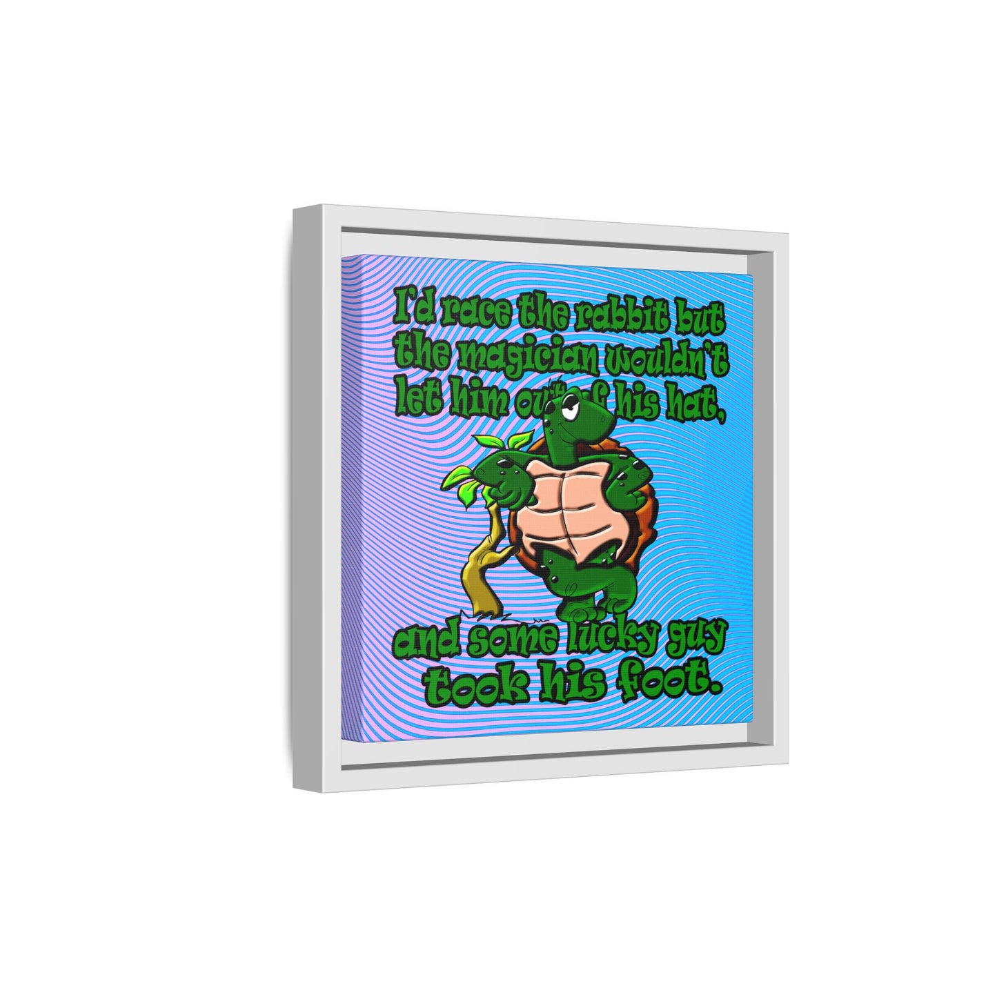 turtle race - framed canvas art (light blue-purple wave)