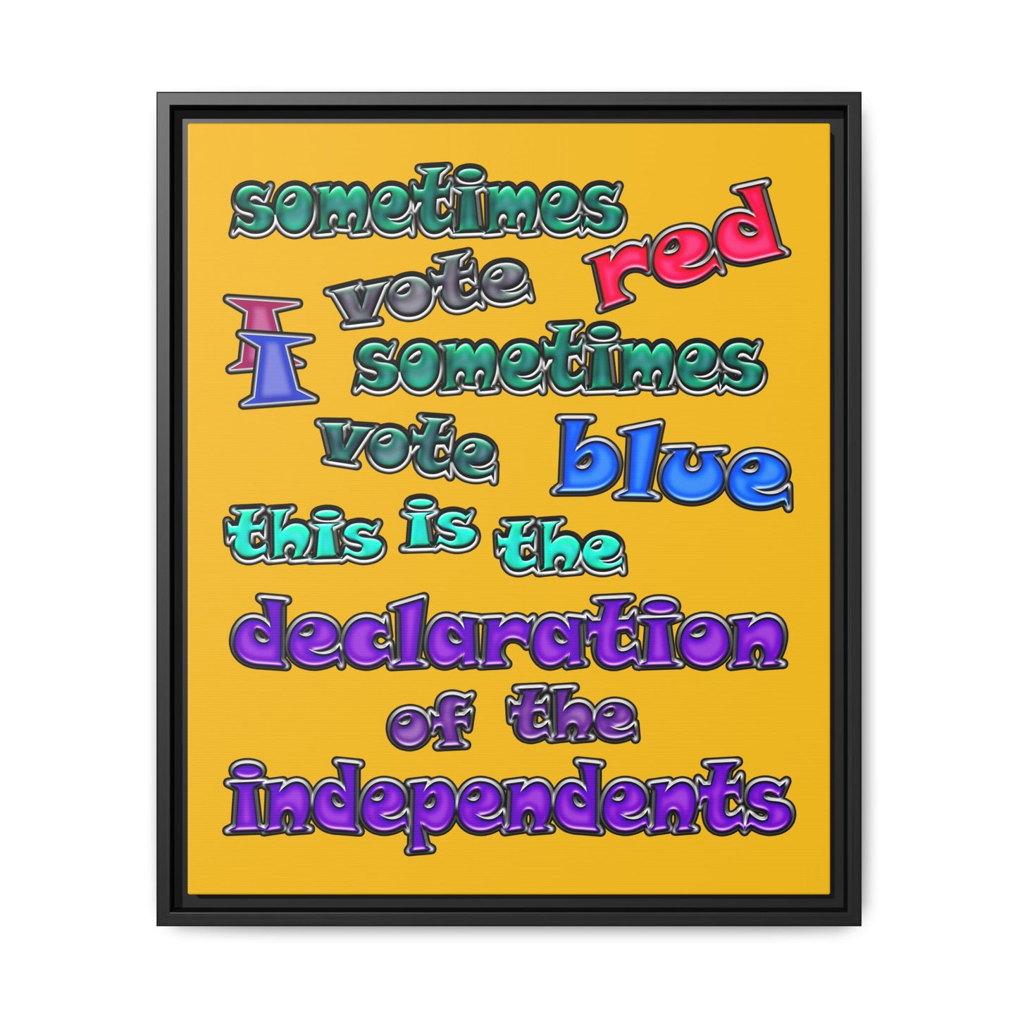 declaration of the independents - framed canvas art (yellow)