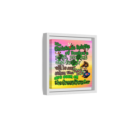 christmas spirits of boston - framed canvas art (color blur)