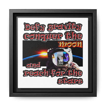defy conquer reach - framed canvas art (white)
