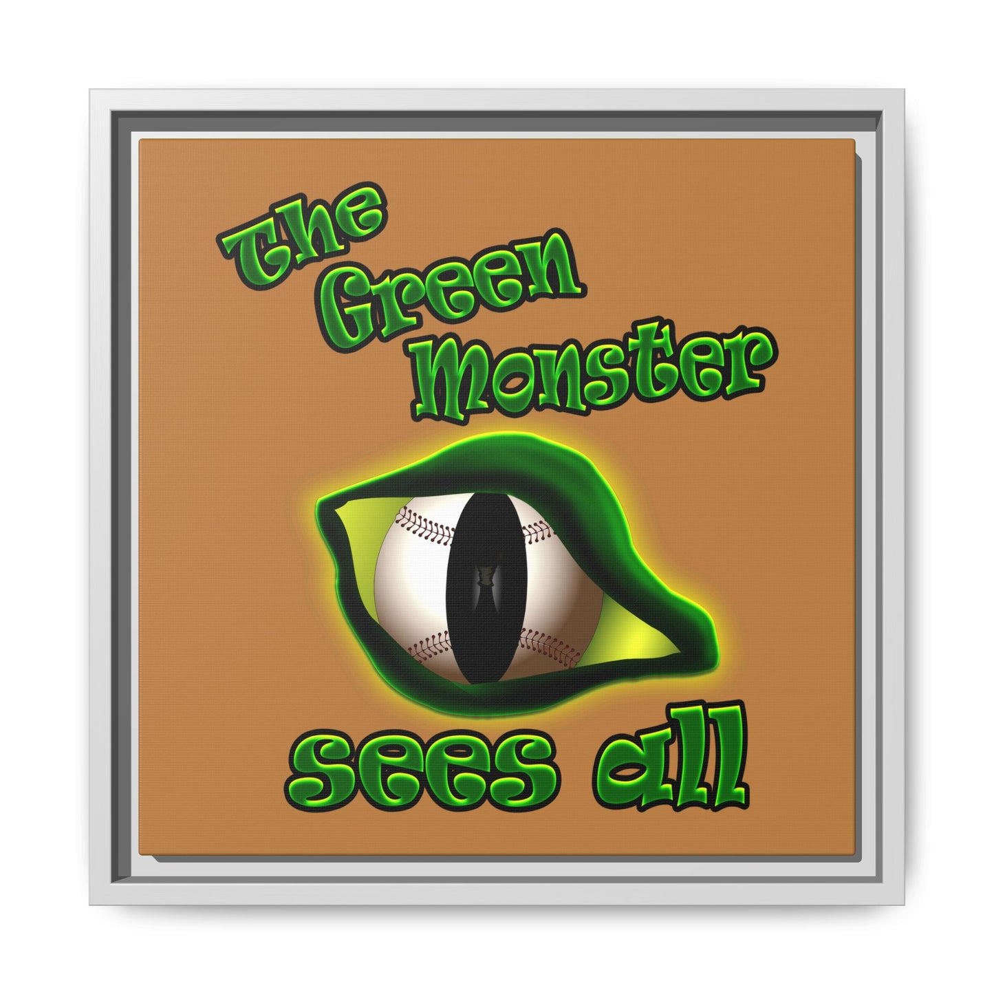green monster - framed canvas art (light brown)