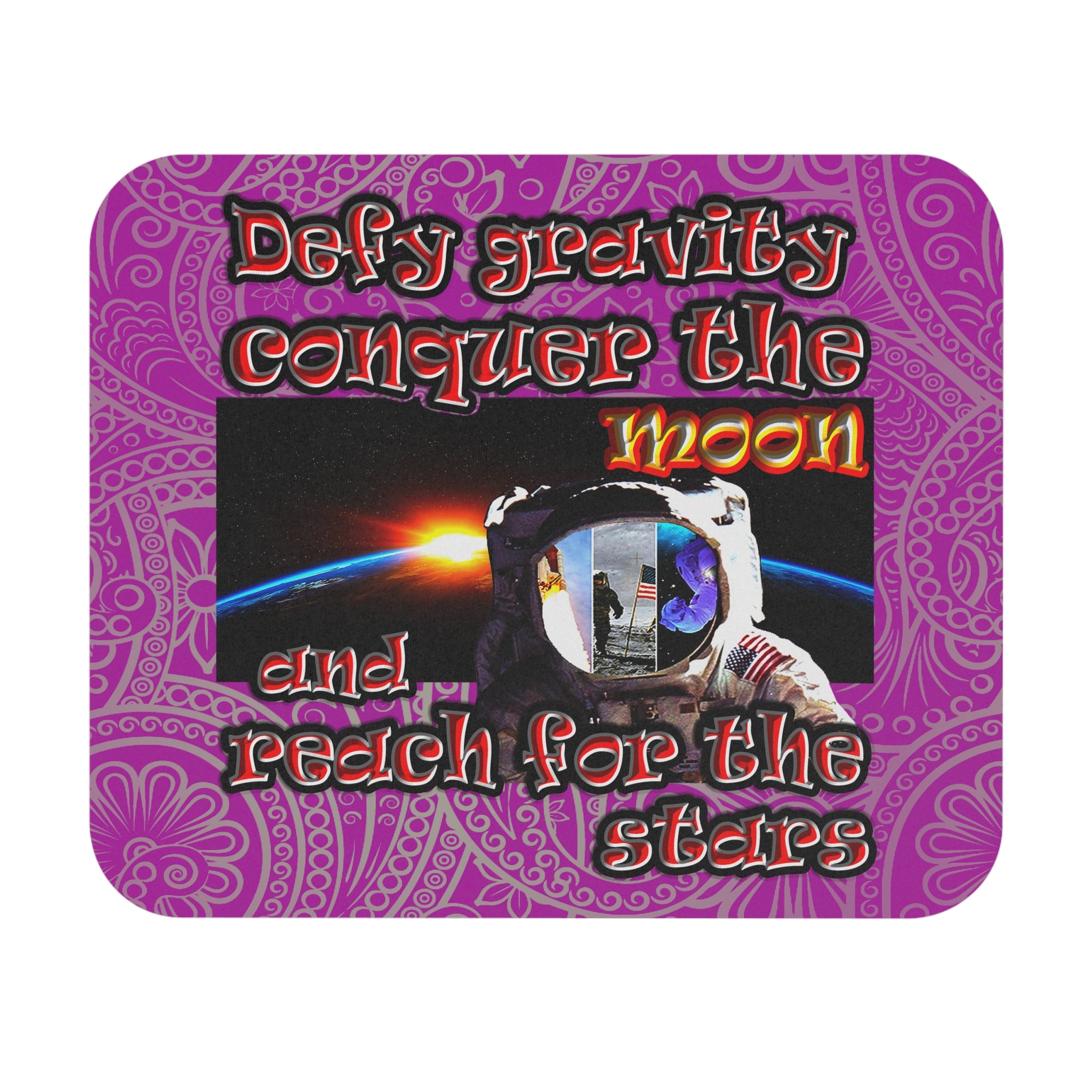 defy conquer reach - Mouse Pad (Rectangle) (pink swirl)