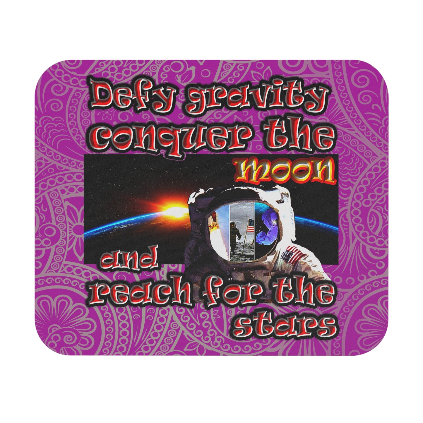 defy conquer reach - Mouse Pad (Rectangle) (pink swirl)