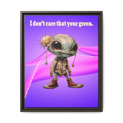 I don't care that your green - framed canvas art (purple-pink wave)