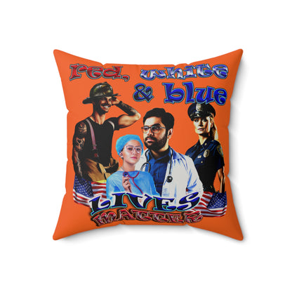 rw&b lives matter - Faux Suede Square Pillow - (orange)