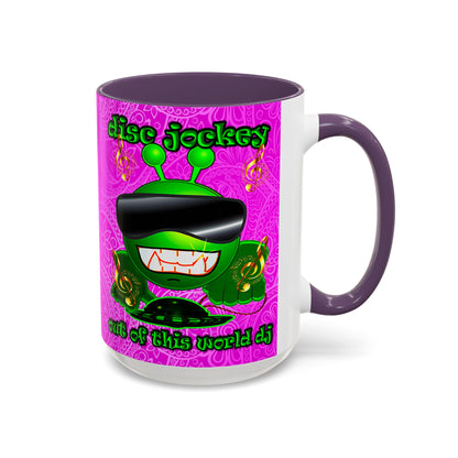 disc jockey - Accent Mug (pink swirl)