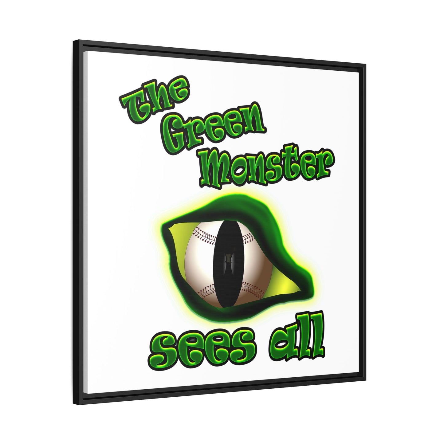 green monster - framed canvas art (white)