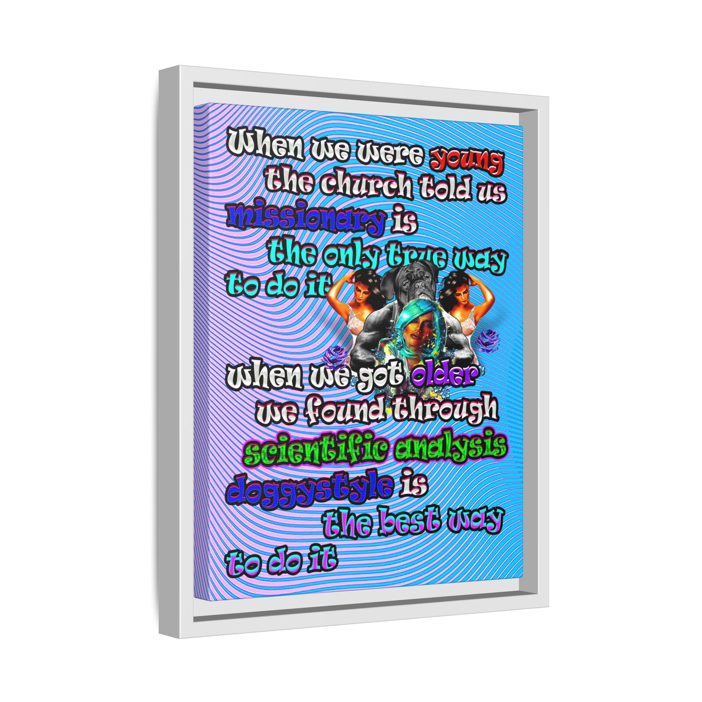 doggystyle - framed canvas art (light blue-purple wave)