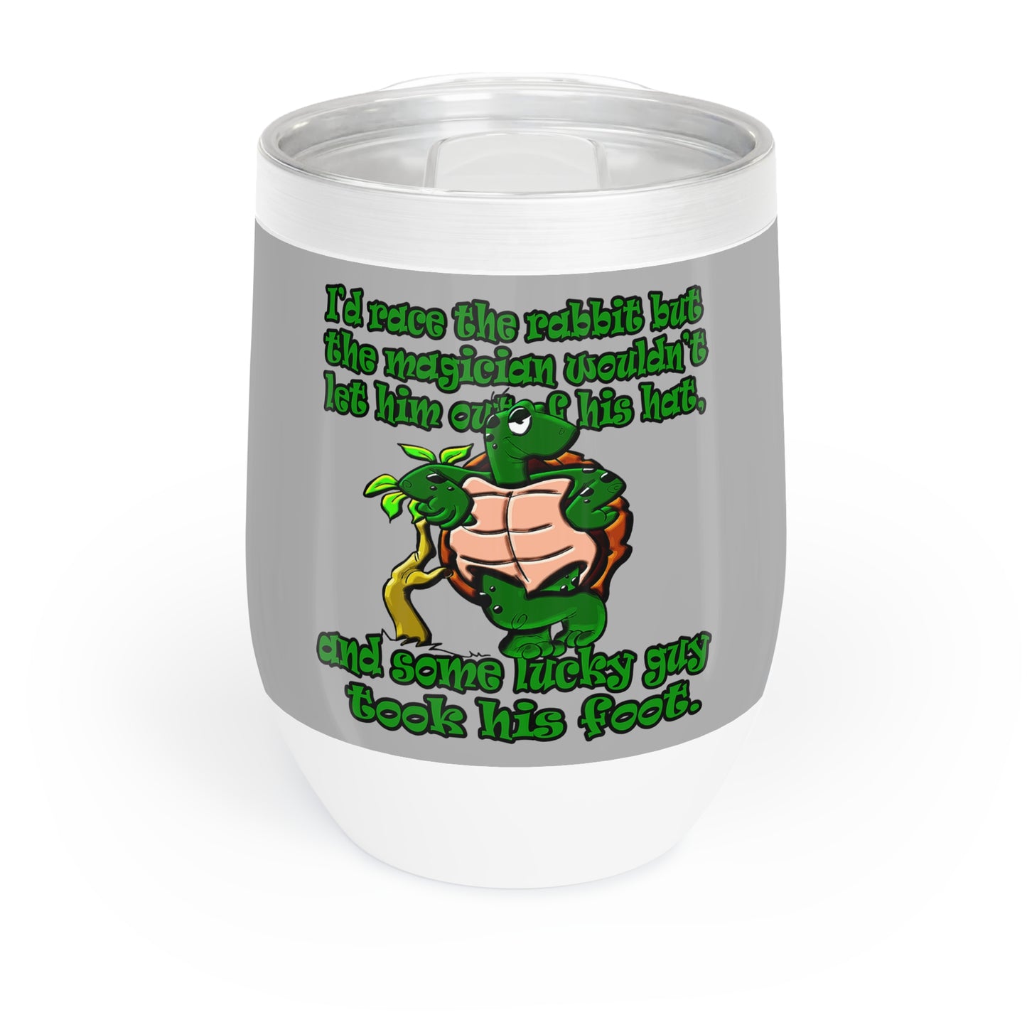 turtle race - Chill Wine Tumbler (light grey)