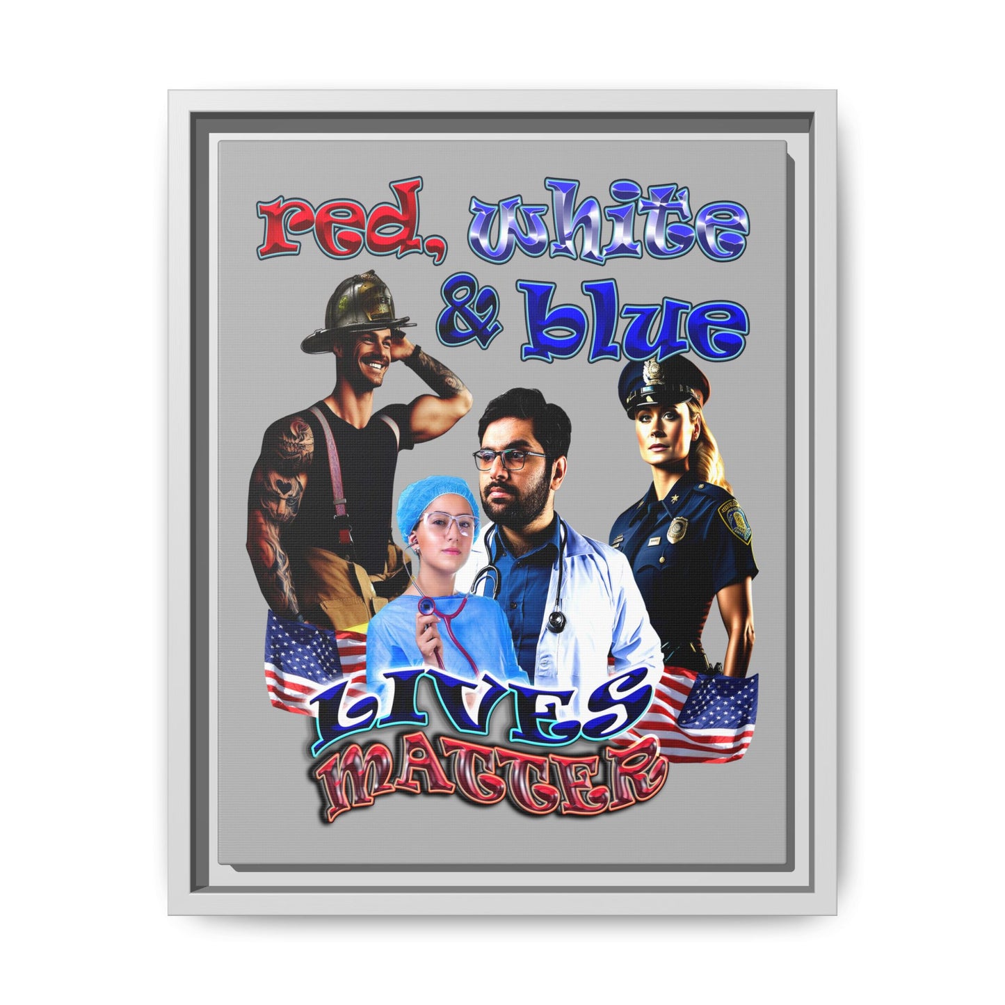 rw&b lives matter - framed canvas art (light grey)