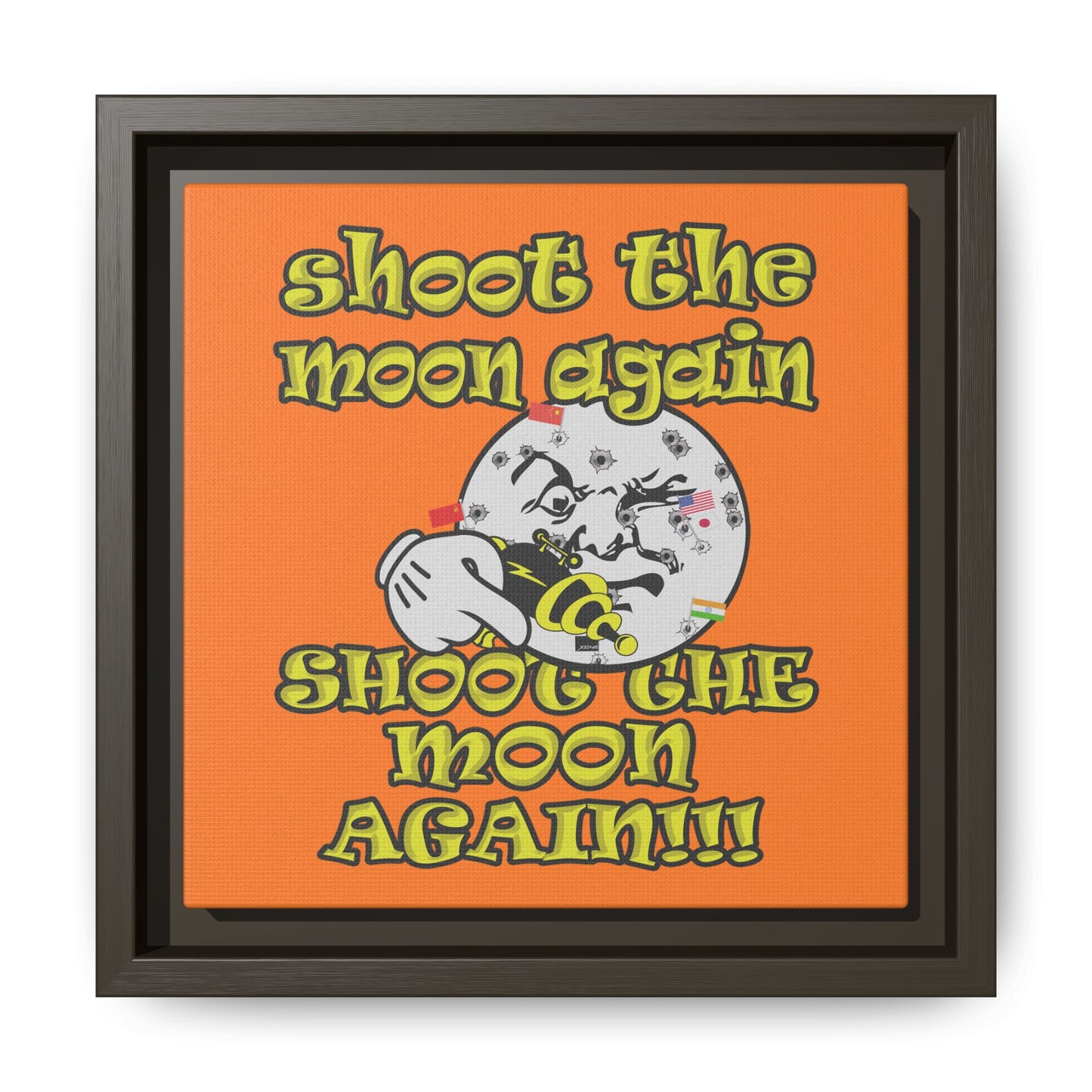 shoot the moon again - framed canvas art (crusta)