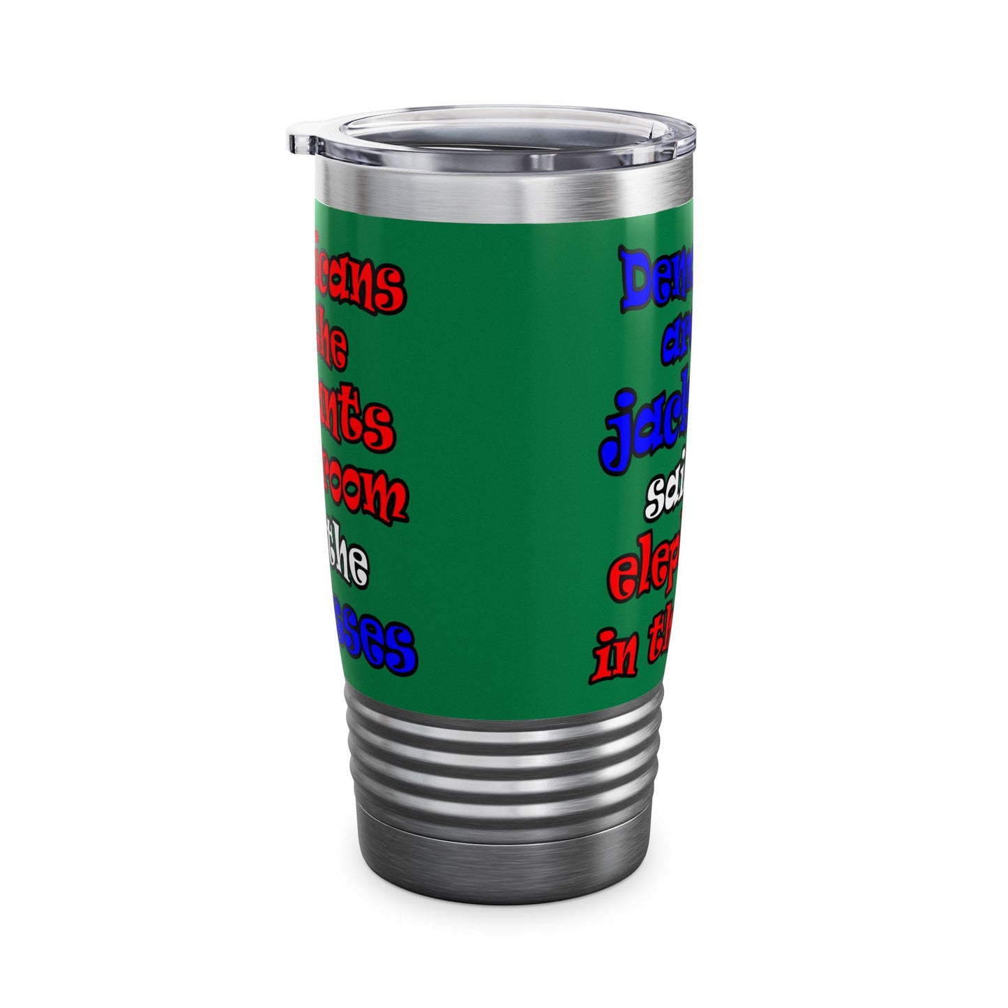 donkeys and elephants - Ringneck Tumbler, 20oz (dark green)