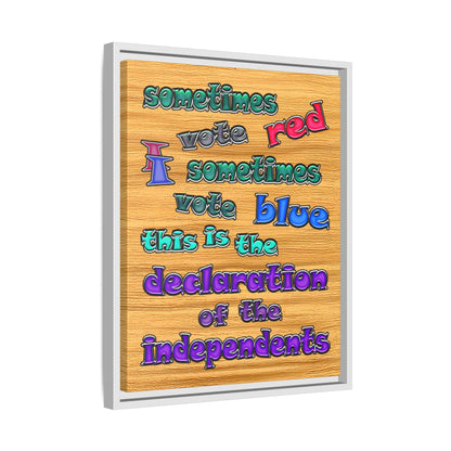 declaration of the independents - framed canvas art (butterscotch wood finish)