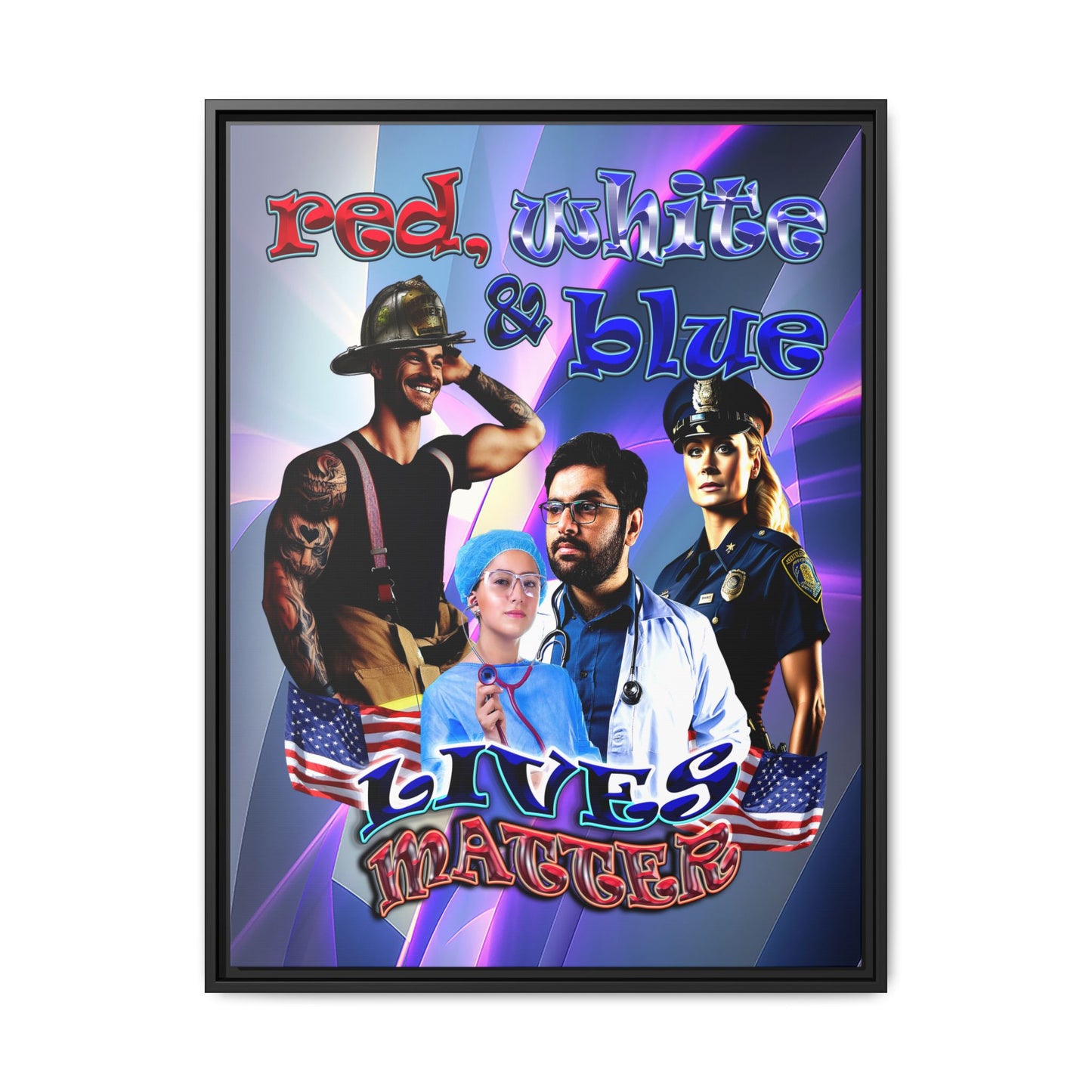 rw&b lives matter - framed canvas art (grey-pink wave)