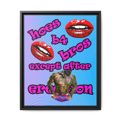 hoes b4 bros - framed canvas art (light blue-purple wave)