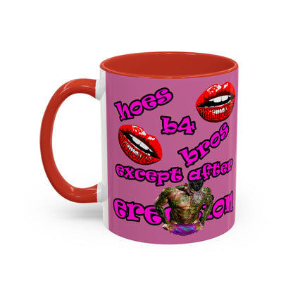 hoes b4 bros - Accent Mug (light pink)