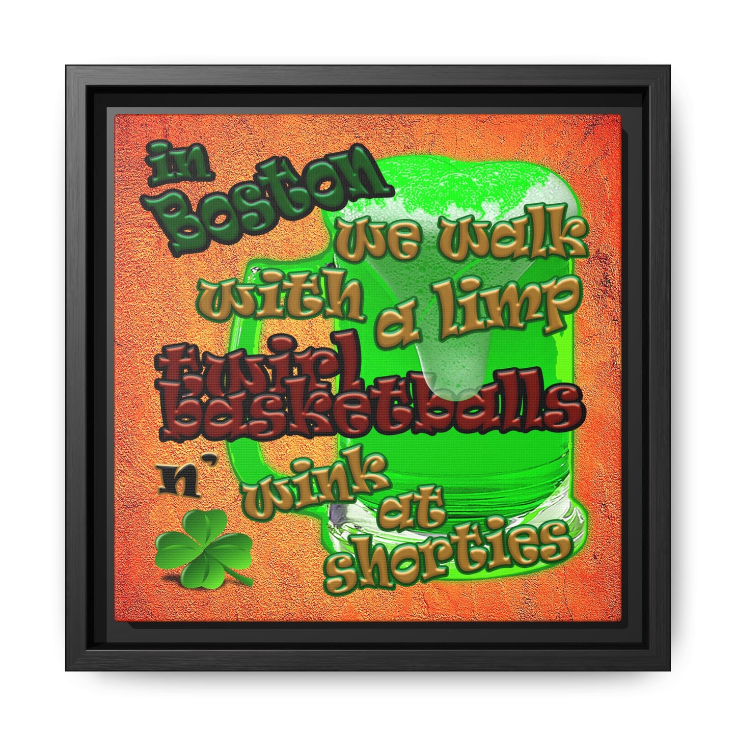 celtics logo - framed canvas art (burnt orange)