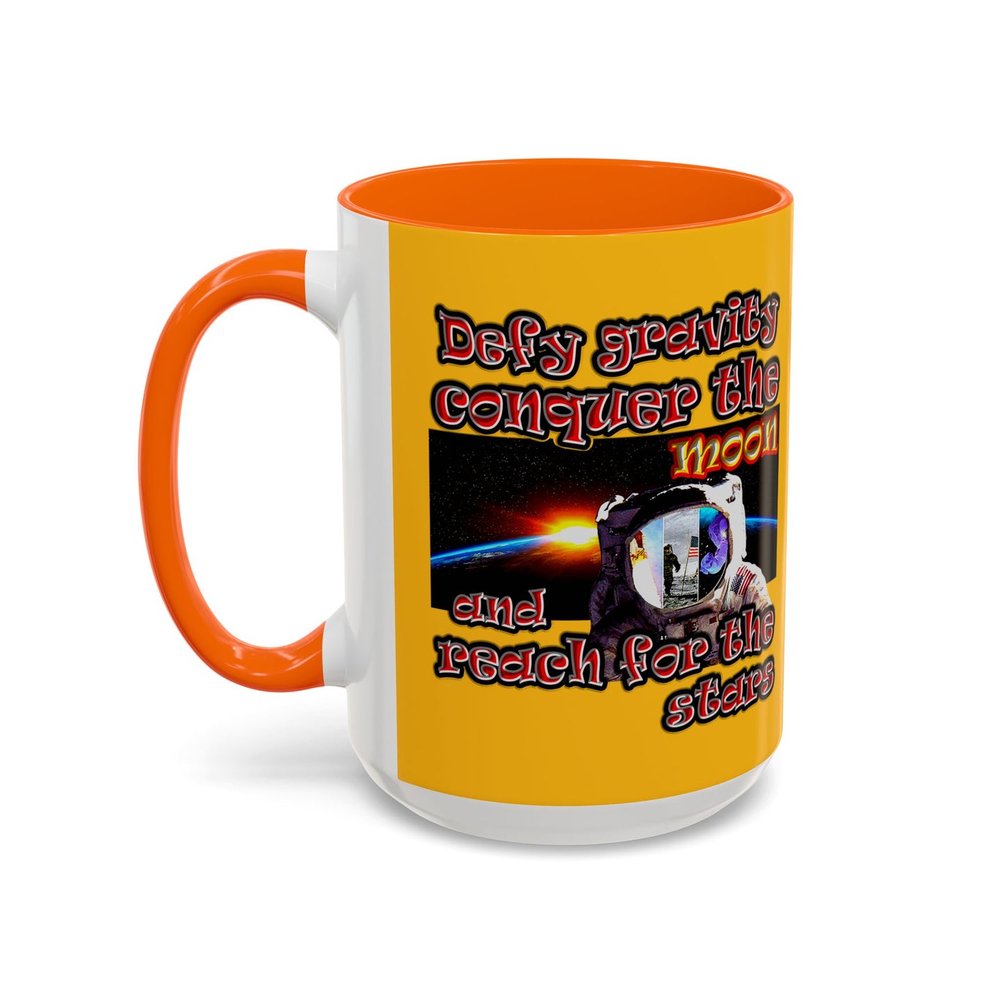 defy conquer reach - Accent Mug (yellow)
