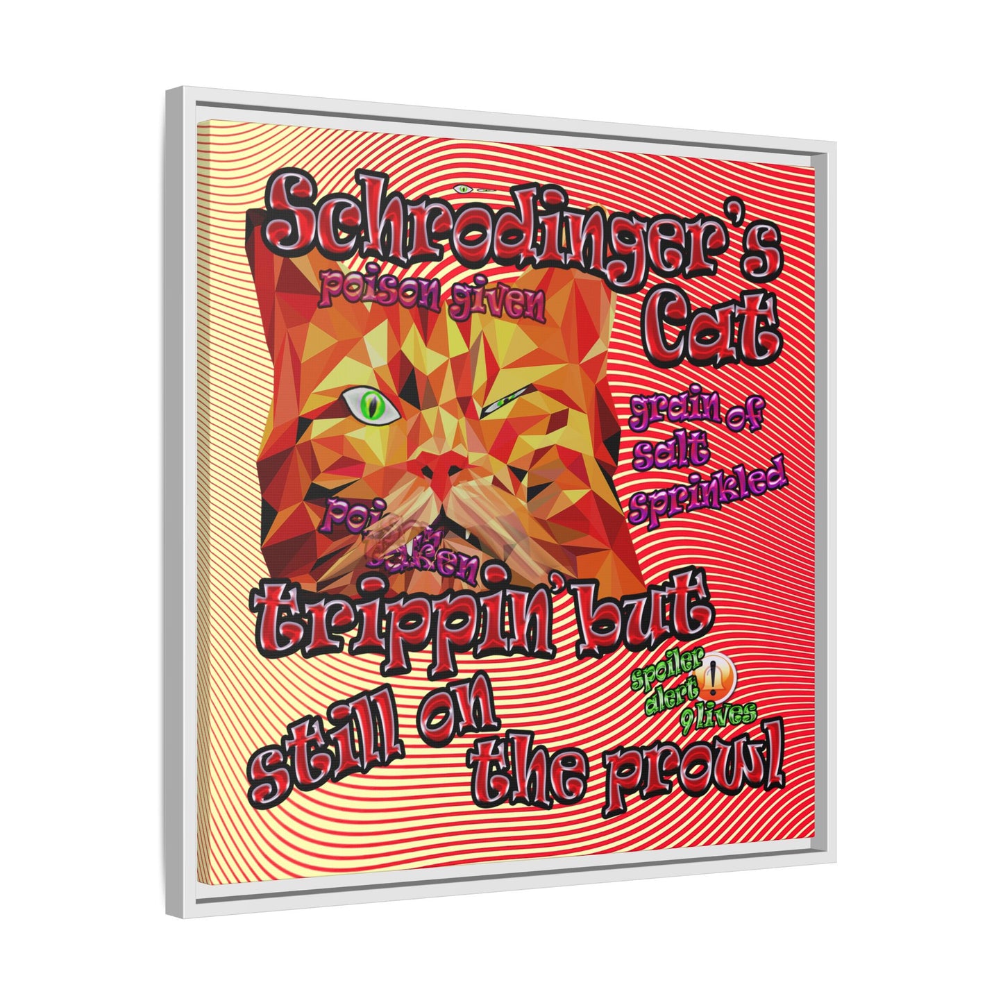 schrodinger's cat - framed canvas art (yellow-orange wave)