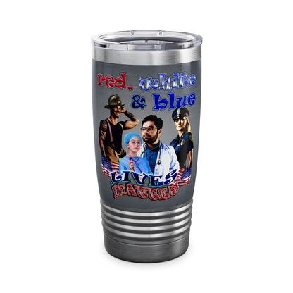 rw&b lives matter - Ringneck Tumbler, 20oz (grey-light grey)